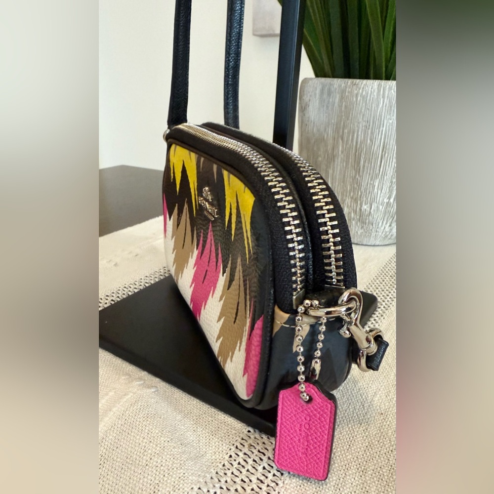 SOLD - Coach Hawk Feathers Double Zippered Mini Crossbody Bag - Picture 4 of 6